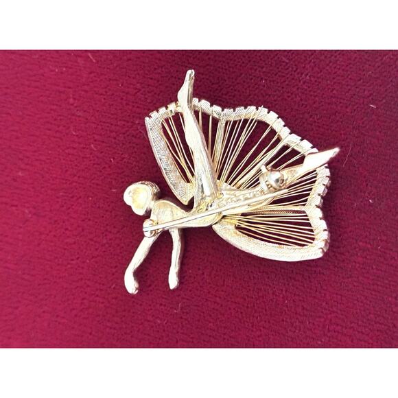 VTG Natacha Brooks Brooch Ballerina Gold Tone 1950s Pin - Picture 2 of 5